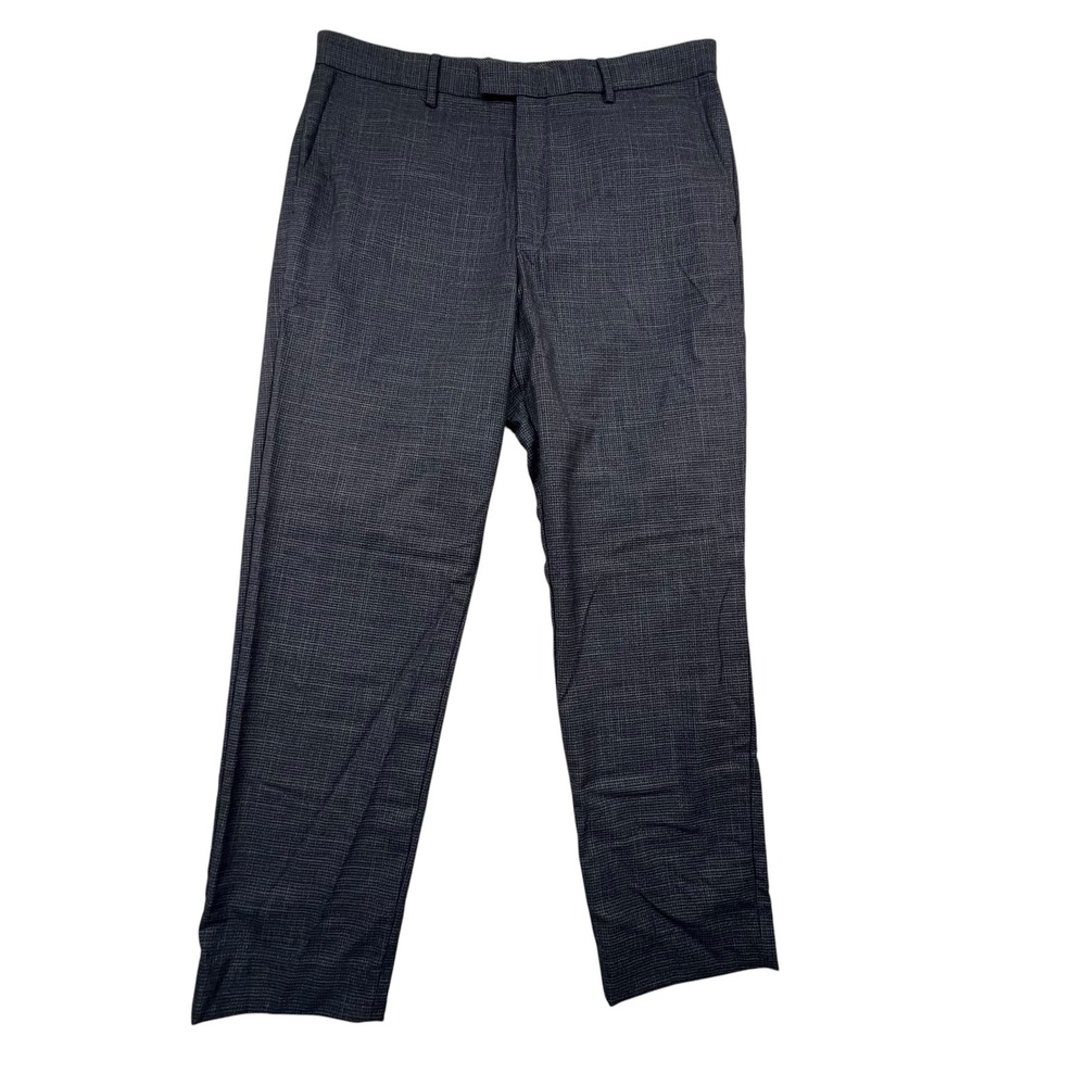 Banana Republic Dress Pants Mens 36x30 Blue Black Slim Fit Micro Check Trousers